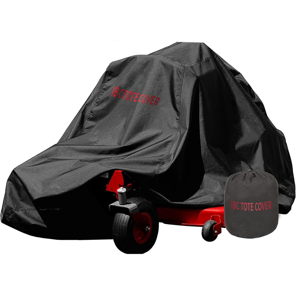 IBC TOTE COVER Zero Turn Mower Cover - 600D Fabric, Black - Waterproof UV Defense & Wind Resistance for Outdoor Use - Heavy-Duty Waterproof Cover for Tractor - Drawstring Strap for Zero Turn Lawn Mower
