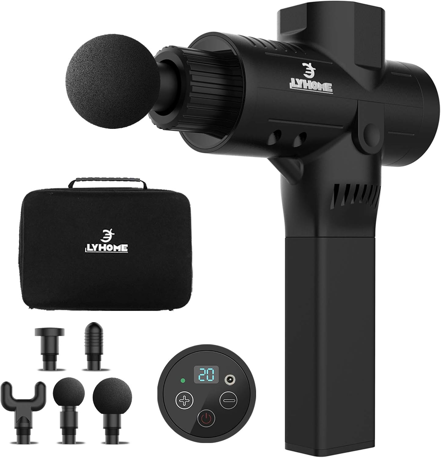 LYHOME Massage Gun with Heat Deep Tissue Back Massager Neck Massager for Pain Relief,Muscle Percussion Massage Gun, Birthday Gifts for Men Women Dad him Handheld Message Gun with 7Heads&Silent