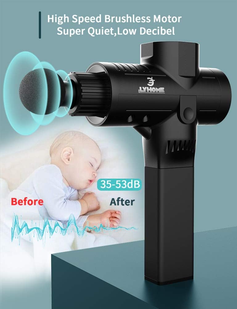 LYHOME Massage Gun with Heat Deep Tissue Back Massager Neck Massager for Pain Relief,Muscle Percussion Massage Gun, Birthday Gifts for Men Women Dad him Handheld Message Gun with 7Heads&Silent