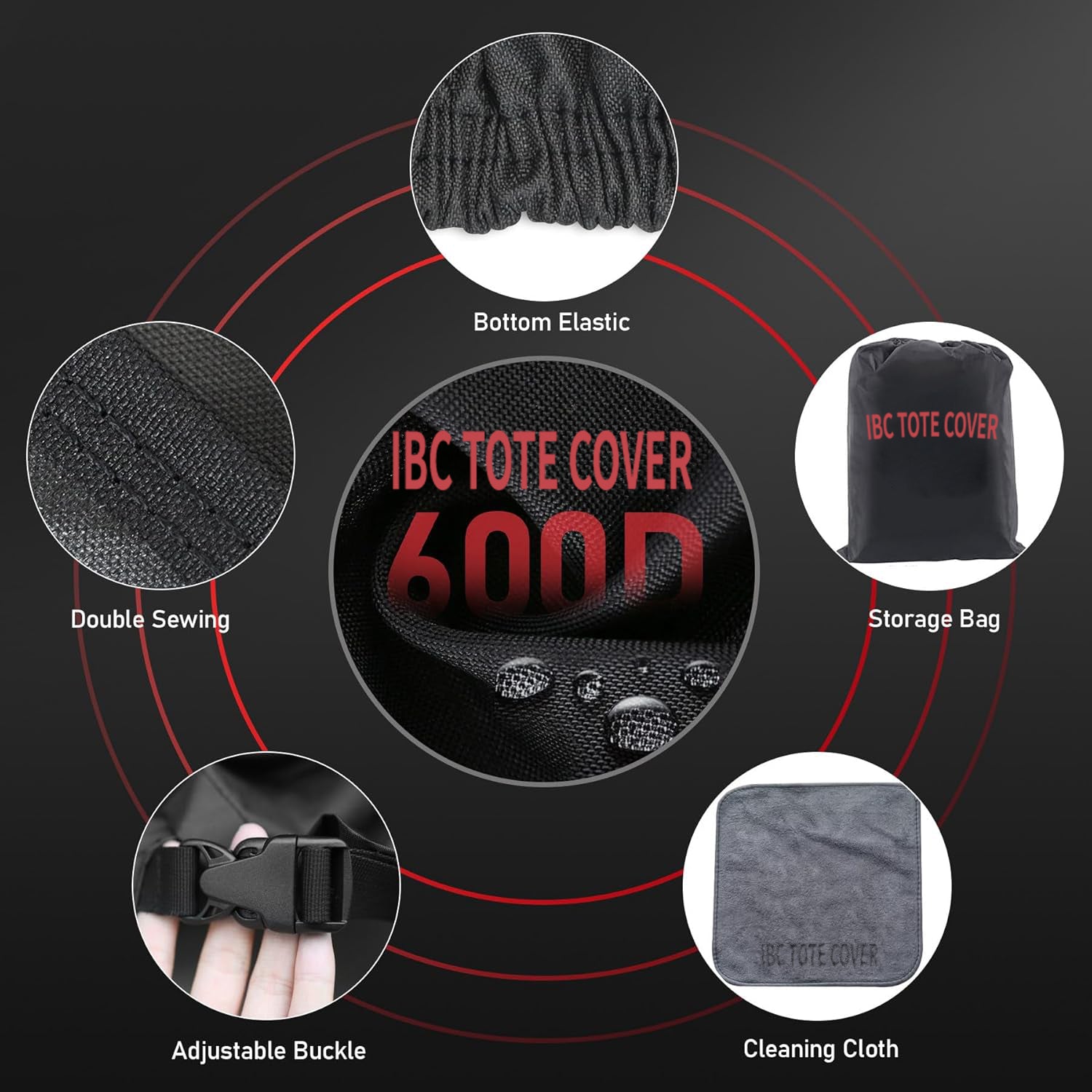 IBC TOTE COVER Snow Blower Cover - Standard Size, Basic Black, Waterproof Cover Protection, Heavy Duty Tear-Resistant Marine-Grade Fabric, Universal Fit for Two Stage Snow Blowers