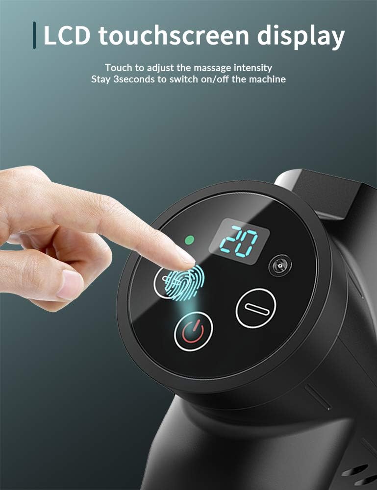 LYHOME Massage Gun with Heat Deep Tissue Back Massager Neck Massager for Pain Relief,Muscle Percussion Massage Gun, Birthday Gifts for Men Women Dad him Handheld Message Gun with 7Heads&Silent