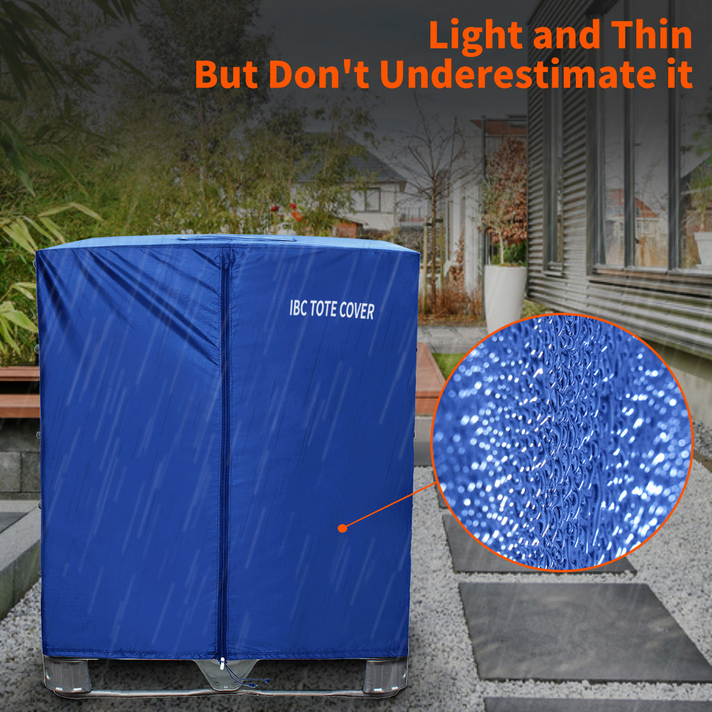 IBC Tote Protective Cover - 600D Heavy Duty, Waterproof, Anti-Dust, Sun Protective for 275 Gallon Water Tank Blue